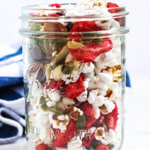 jar of popcorn trail mix