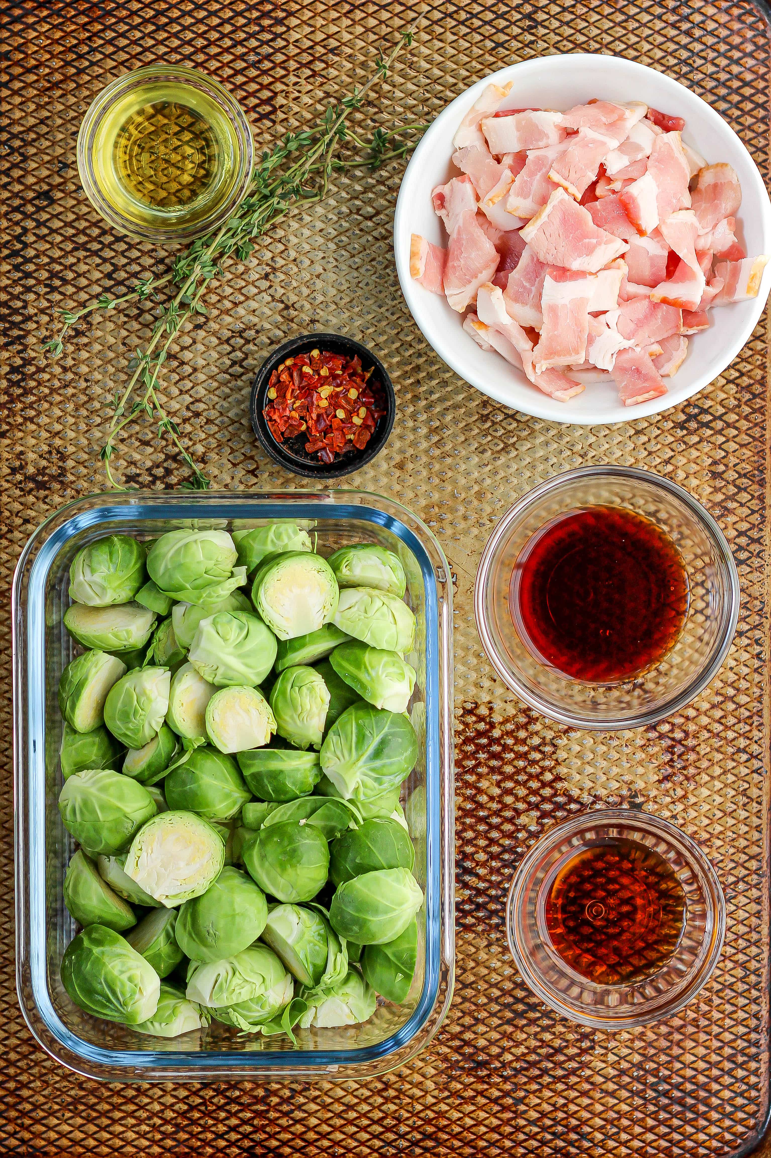 Ingredients to Make Maple Balsamic Brussels Sprouts