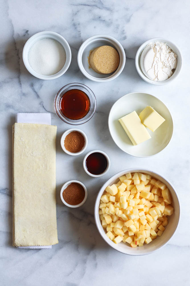 ingredients to make apple crumb tarts