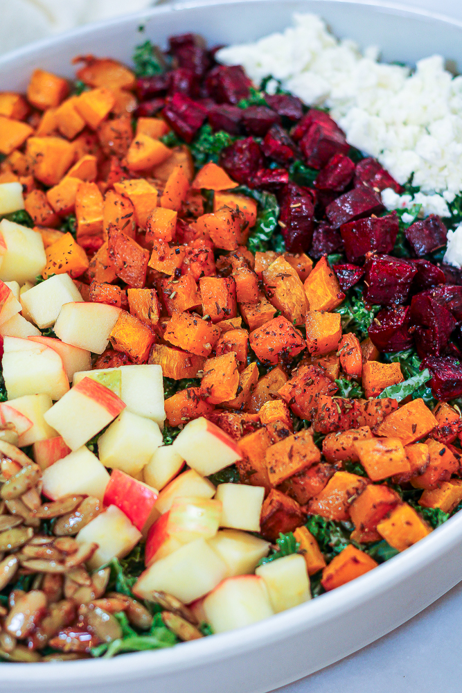 butternut beetroot salad with creamy apple cider vinaigrette