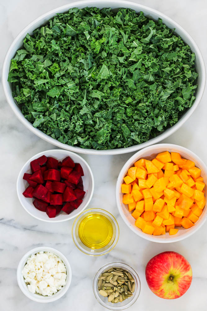 ingredients to make butternut beetroot salad