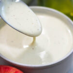 a spoonful of creamy apple cider dressing