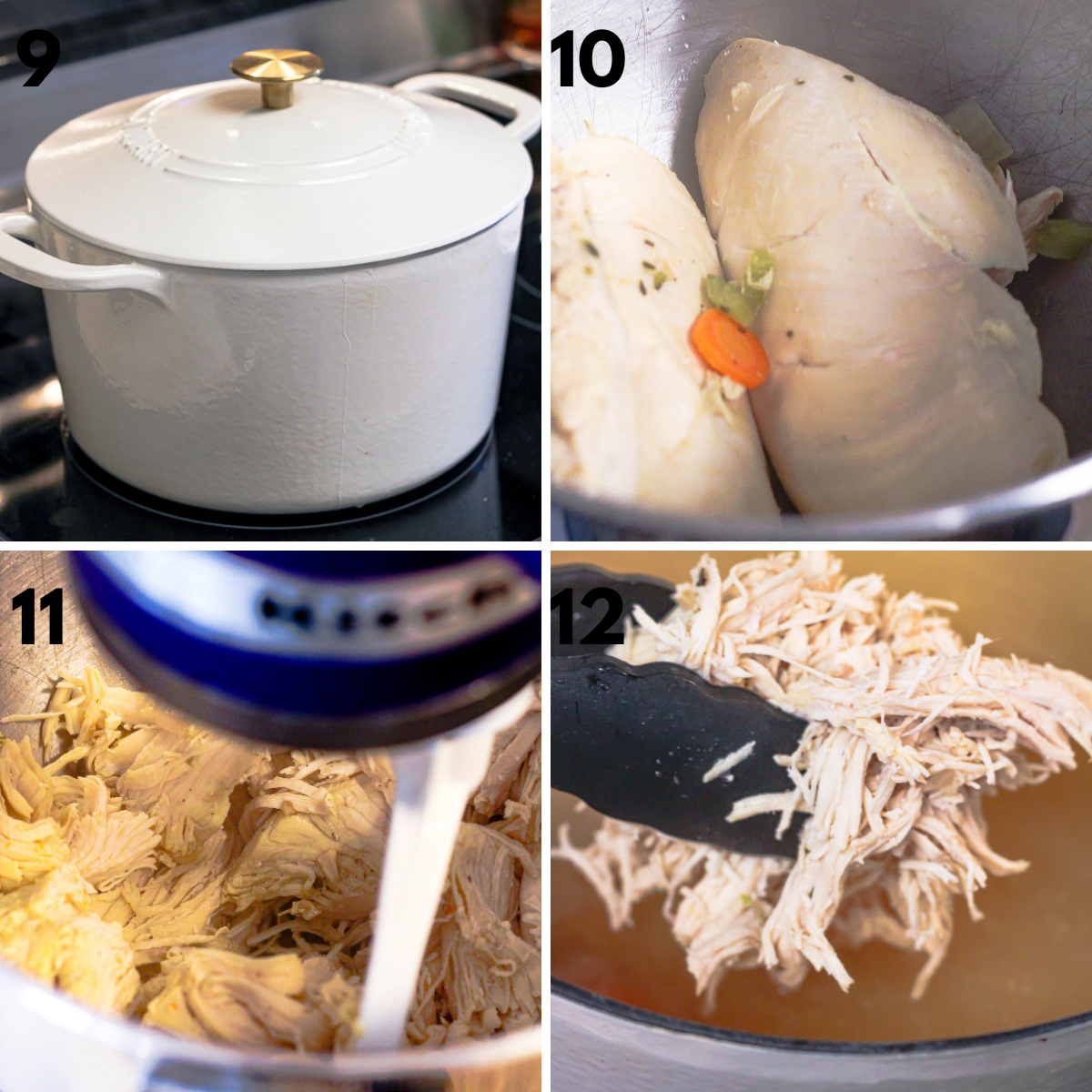 steps 9-12 how to make dutch oven chicken noodle soup