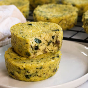 kale and mushroom egg bites on a cooling rack