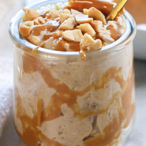 peanut topped peanut butter overnight oats without chia seeds