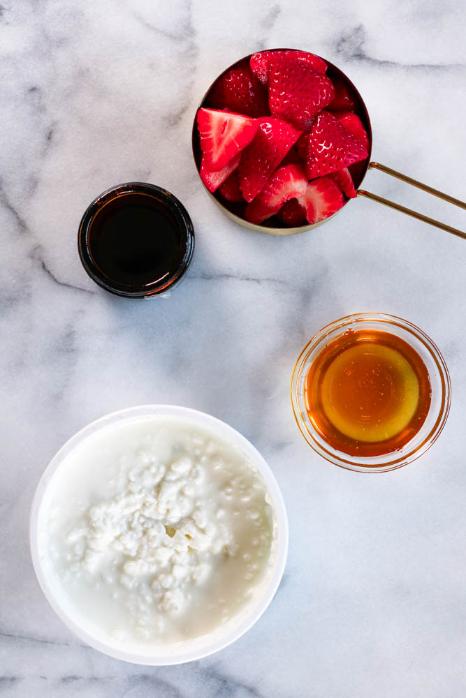 ingredients to make strawberry cottage cheese ice cream