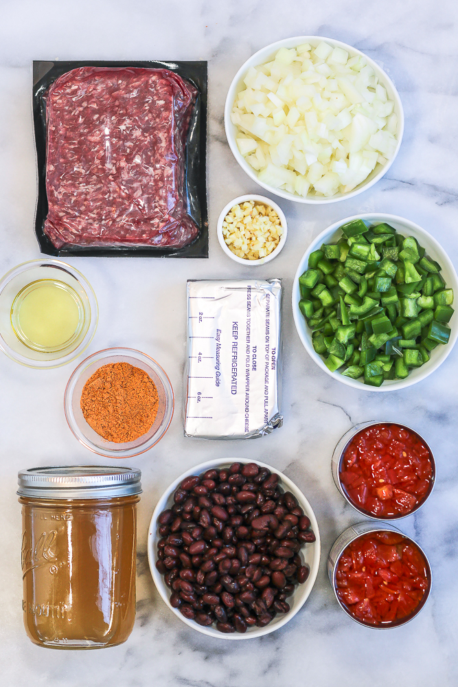ingredients to make creamy beef taco soup