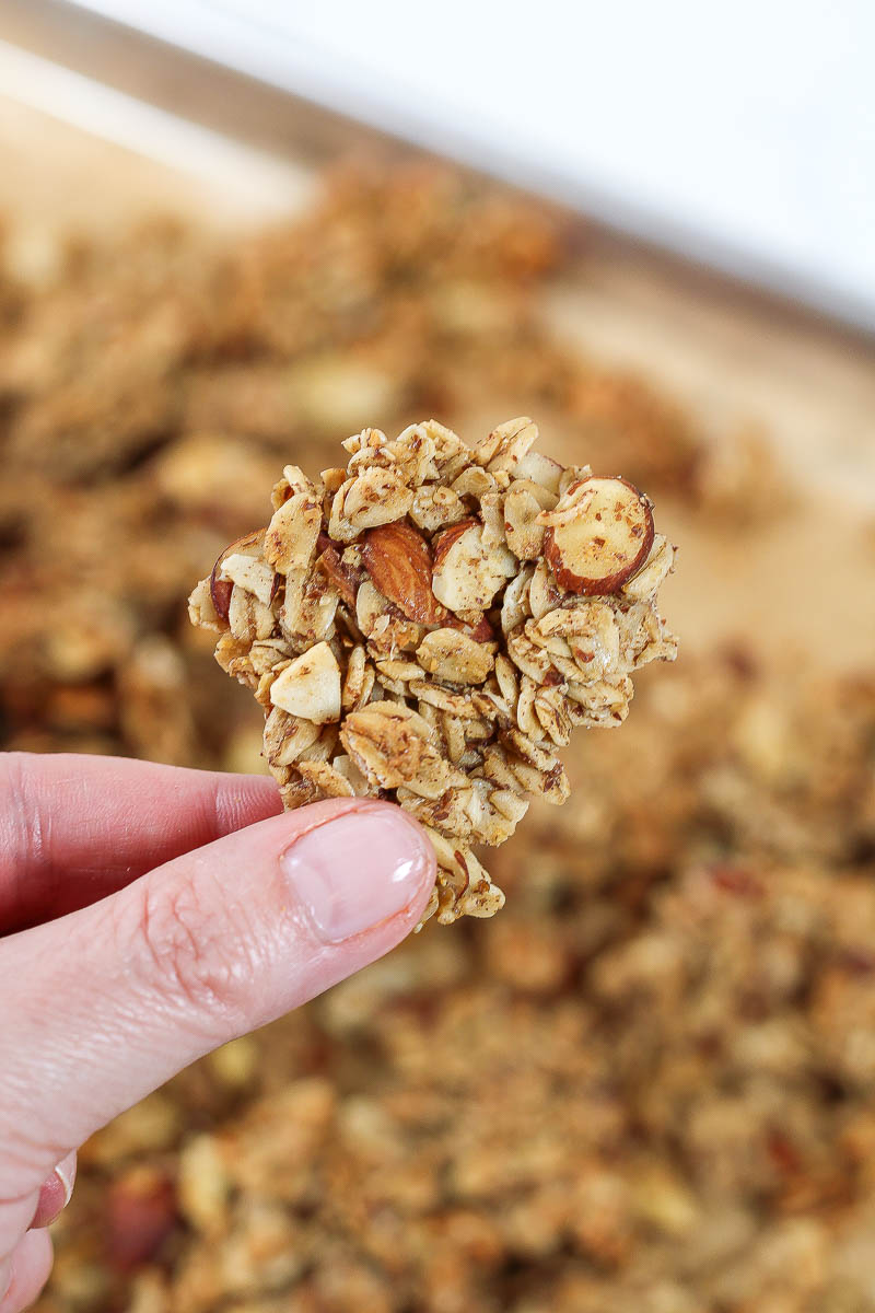 a giant cluster of almond vanilla granola