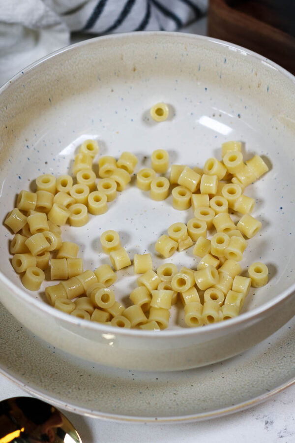 pasta in a bowl for chicken minestrone soup