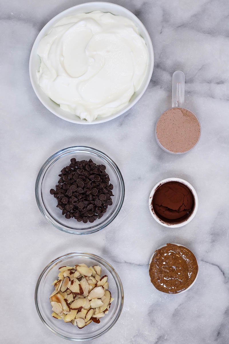 ingredients to make chocolate yogurt bark