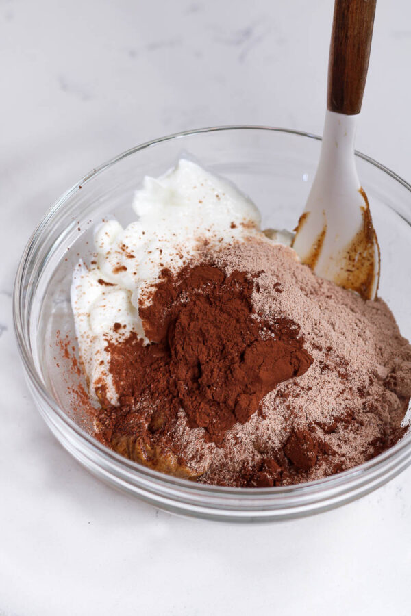 mixing the base for chocolate yogurt bark