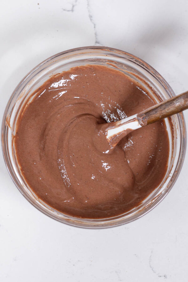 stirring the base for chocolate yogurt bark