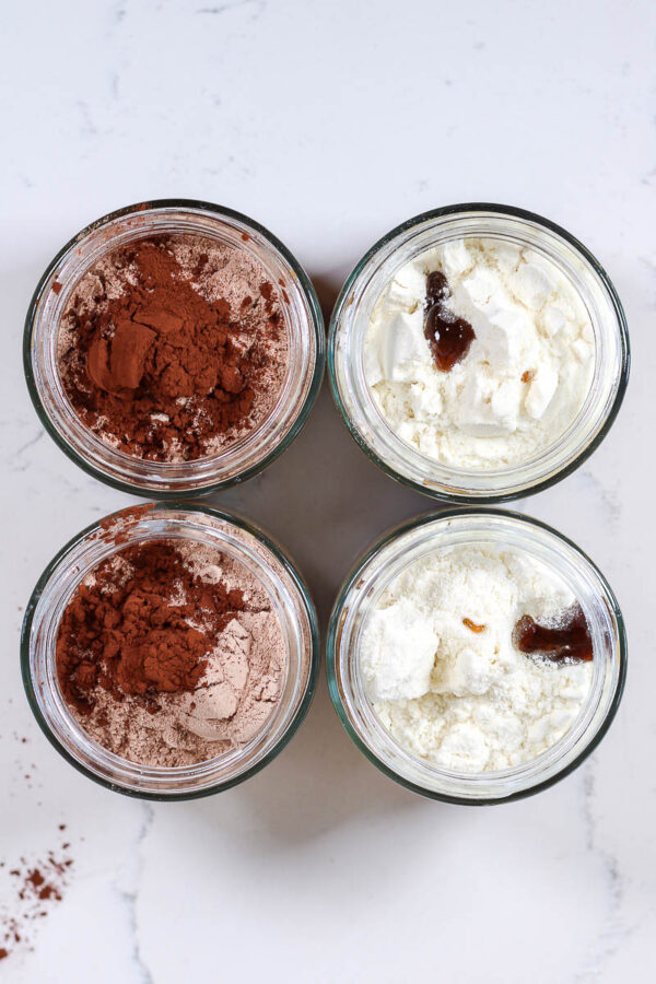 ingredients in jars meal prepping high protein coffee chia pudding