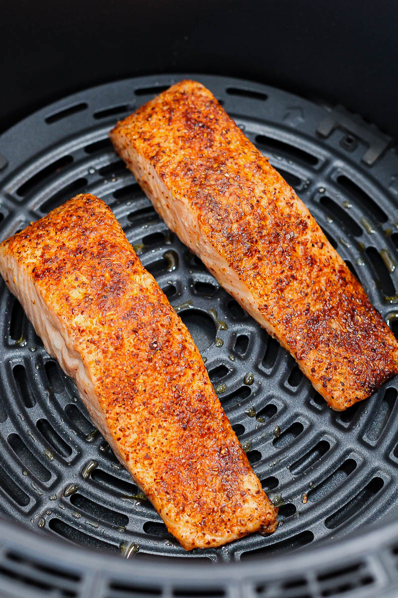 easy air fryer salmon with tajin seasoning