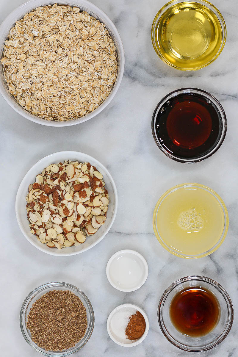 ingredients to make vanilla almond granola