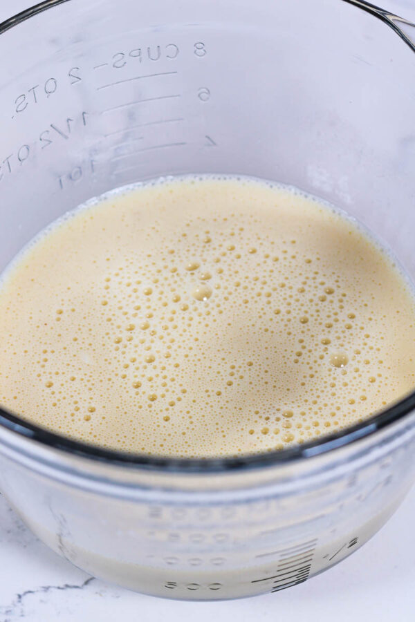 egg mixture whisked together for the french toast muffins