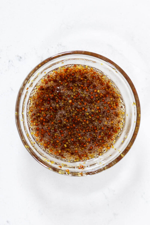 honey and whole grain mustard whisked together for a sauce