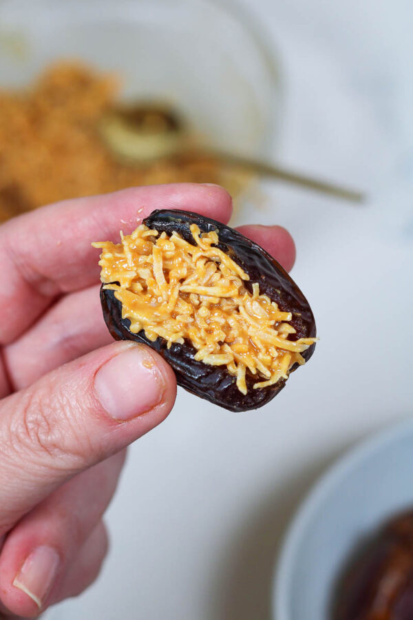 medjool dates stuffed with a shredded coconut mixture