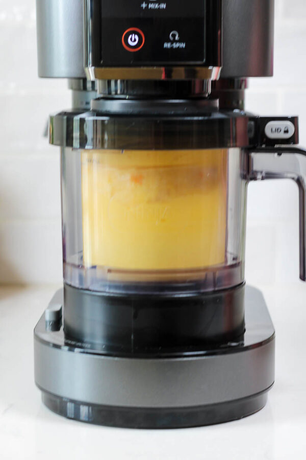 making peach mango sorbet in the ninja creami