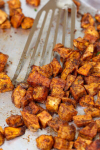 roasted sweet potatoes for sweet potato taco bowls