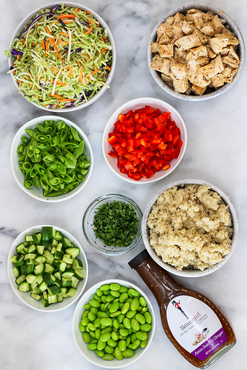 ingredients to make edamame quinoa salad