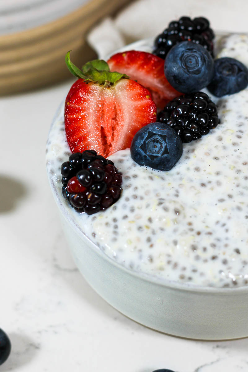 close up of quinoa chia pudding
