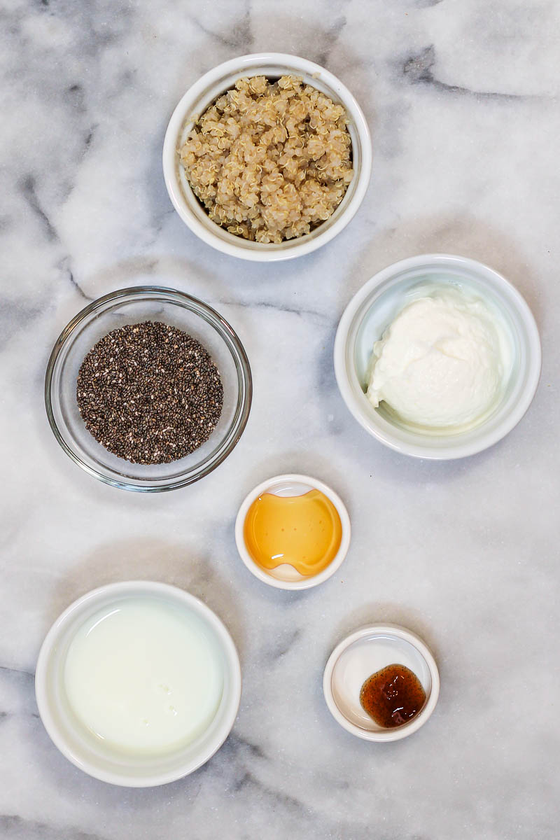 ingredients to make chia quinoa pudding