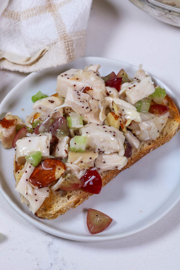 poppy seed chicken salad on sourdough toast