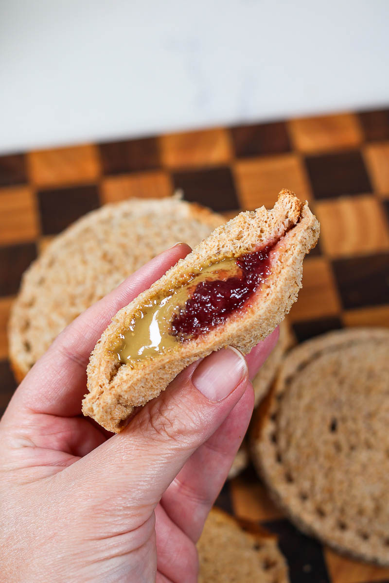 inside of a homemade diy uncrustable