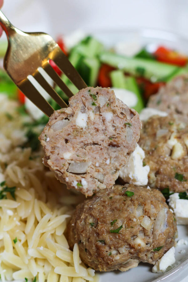 cut open turkey feta meatballs