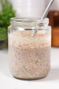 maple and brown sugar overnight oats mixed up in a jar