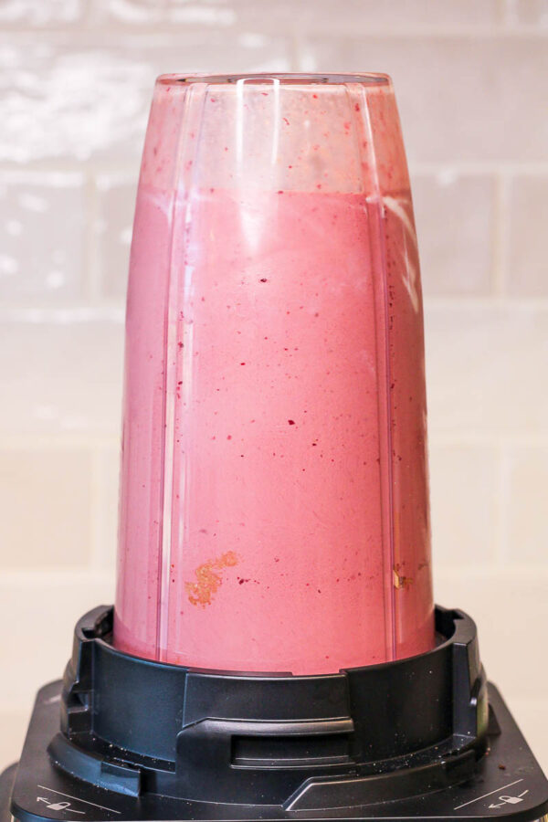 chocolate blackberry smoothie in a blender