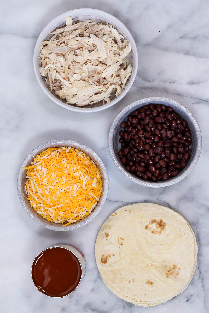 ingredients to make chicken and black bean enchiladas