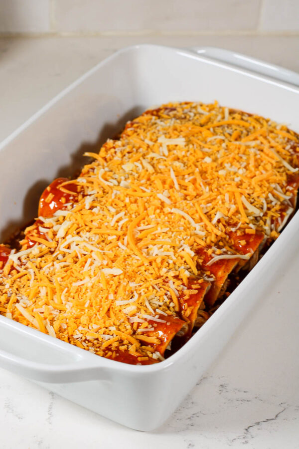 cheese on top of enchiladas