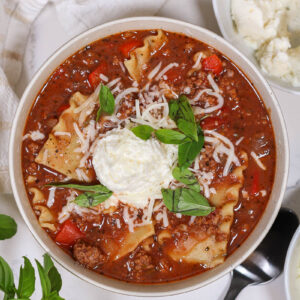 high protein lasagna soup in slow cooker