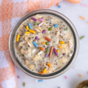 birthday cake overnight oats with sprinkles