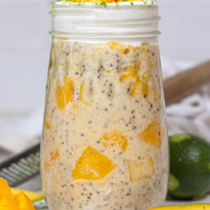 Mango Overnight Oats in a jar