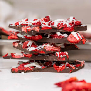 stacked pieces of strawberry bark