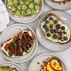 6 variations of ricotta toast